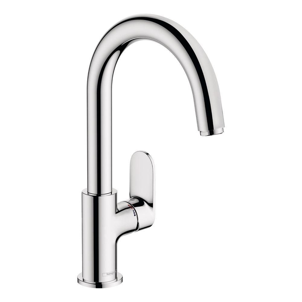 Mitigeur monocommande Vernis Blend pour lavabo Hansgrohe 210 mm 5 l/min, bec orientable, garniture à tige de traction, chromé