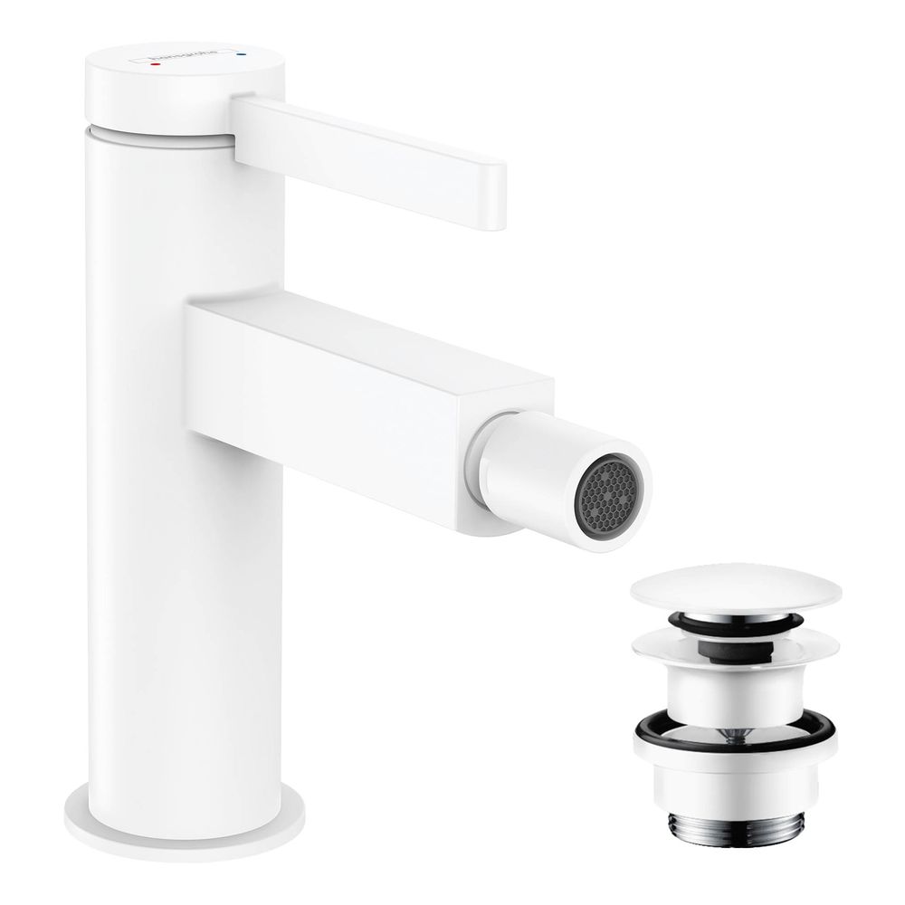 Mitigeur monocommande Finoris Hansgrohe pour bidet 7,5 L/min avec garniture Push-Open, blanc mat