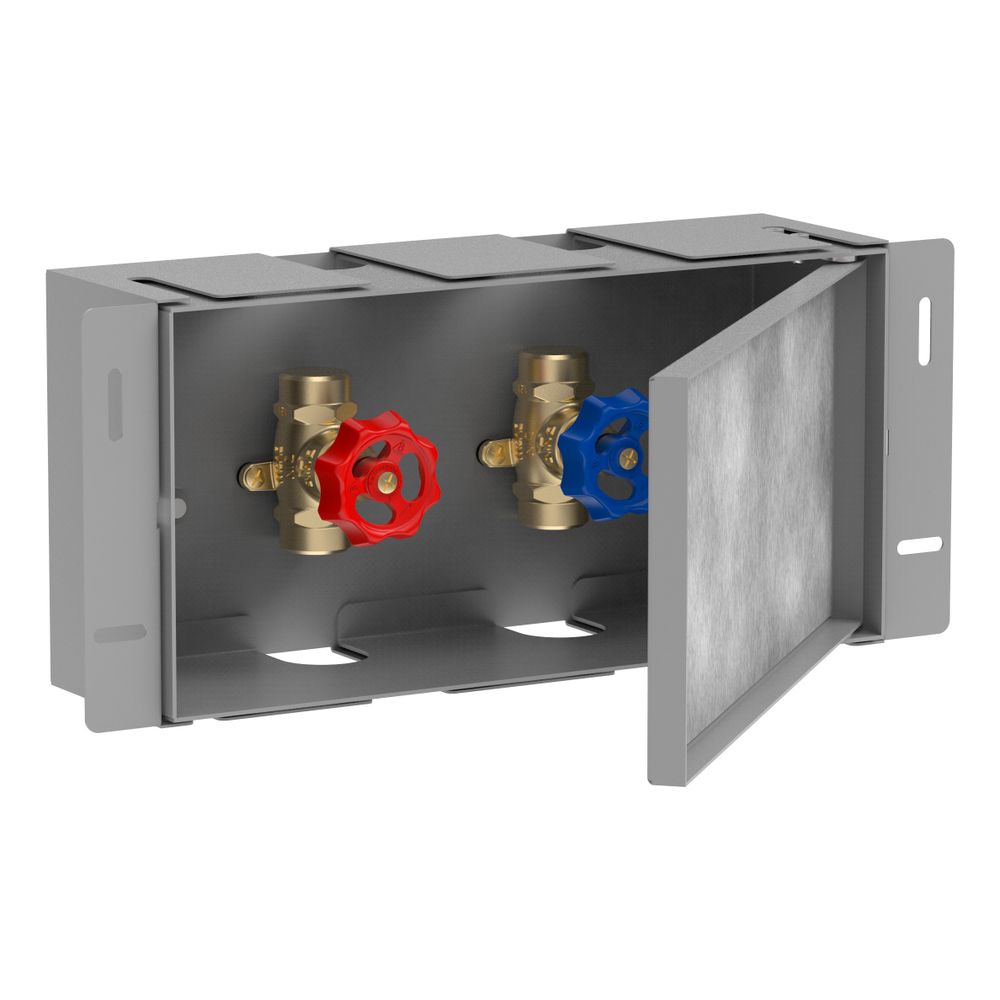 Hansgrohe XtraStoris Safe Niche murale en inox avec porte carrelable 150/300/100 et vanne d'arrêt intégrée