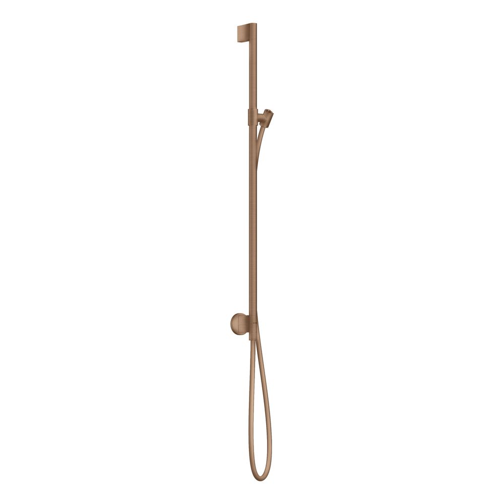 Barre de douche AXOR One Hansgrohe 90 cm, fixation murale, flexible de douche 160 cm, Brushed Red Gold