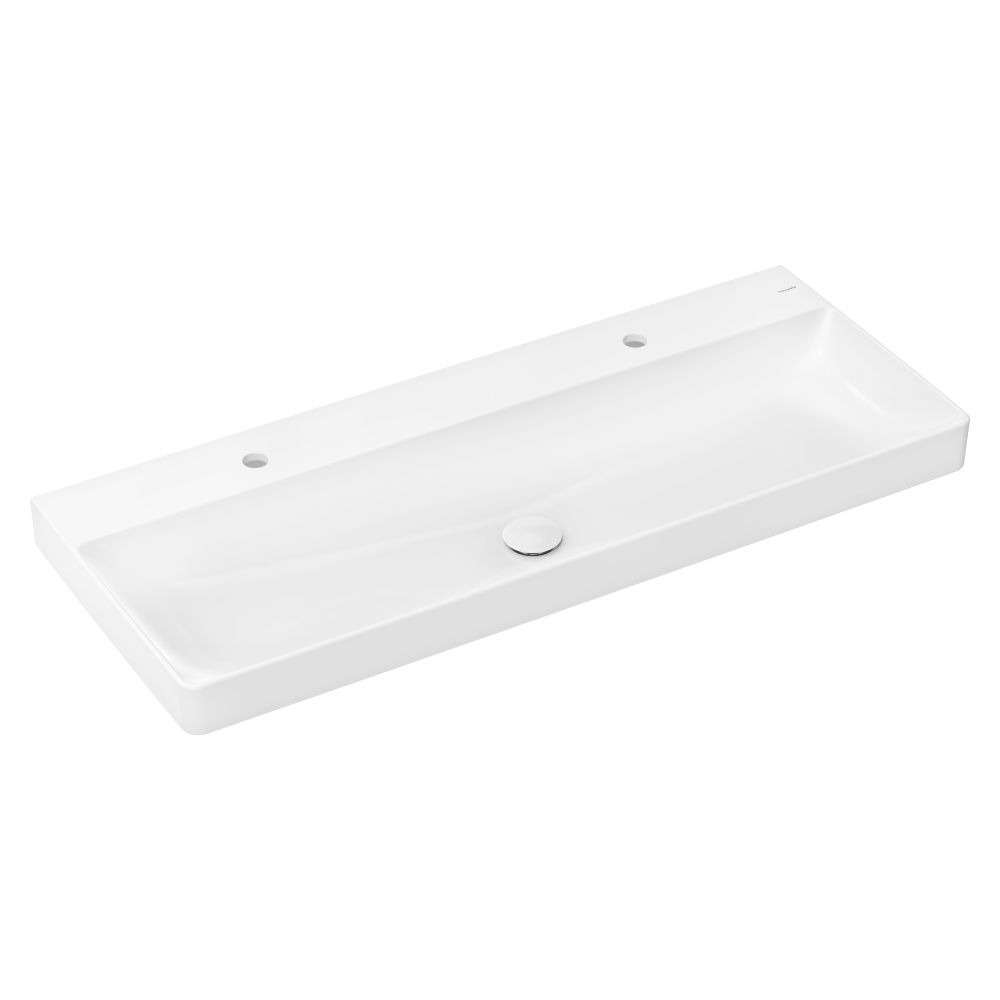 Lavabo Hansgrohe Xelu Q 1200x480 mm, 2 trous pour robinets sans trop-plein, SmartClean, blanc