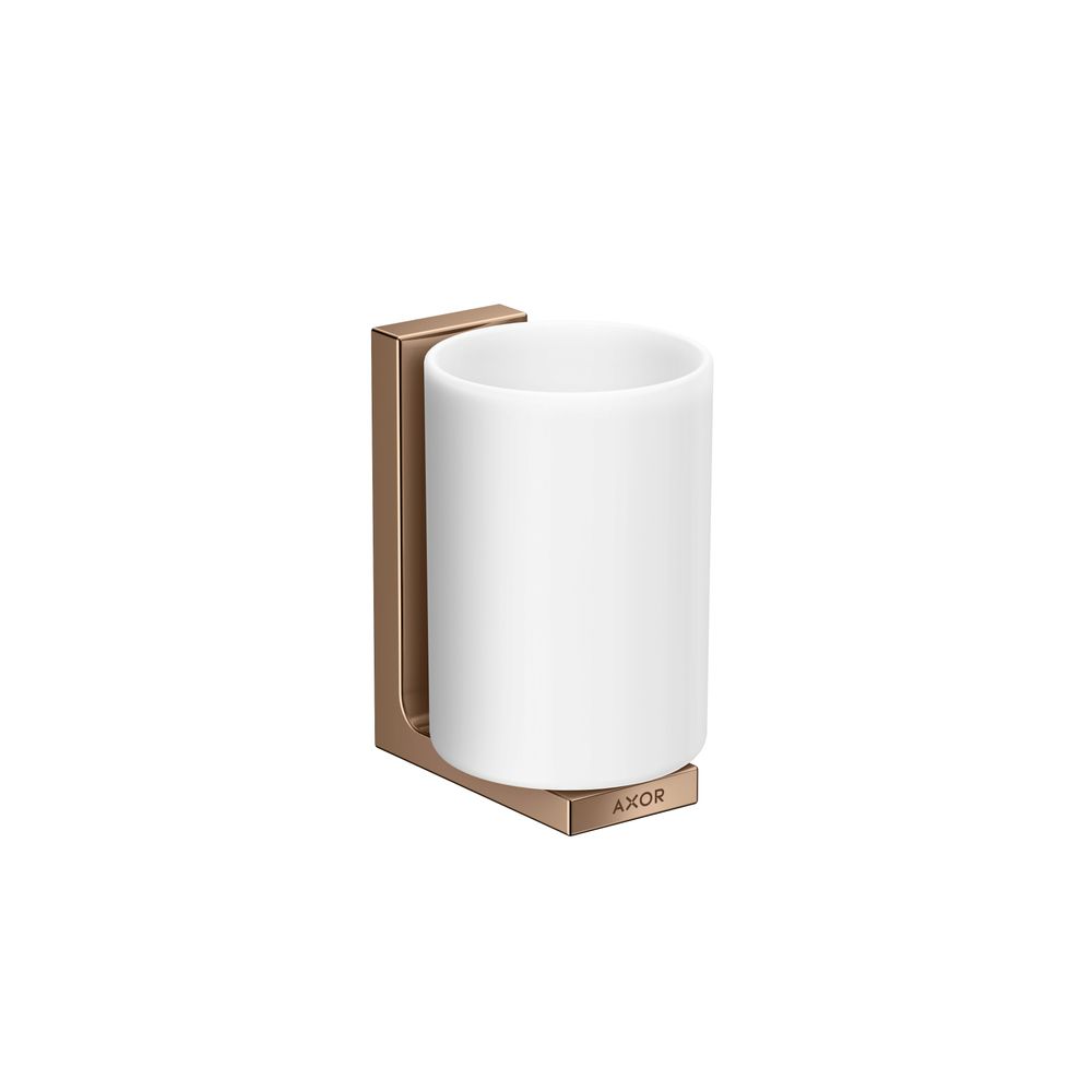 Gobelet à dents AXOR Universal Rectangular Hansgrohe, 111x70x90 mm, métal/verre, rouge or poli