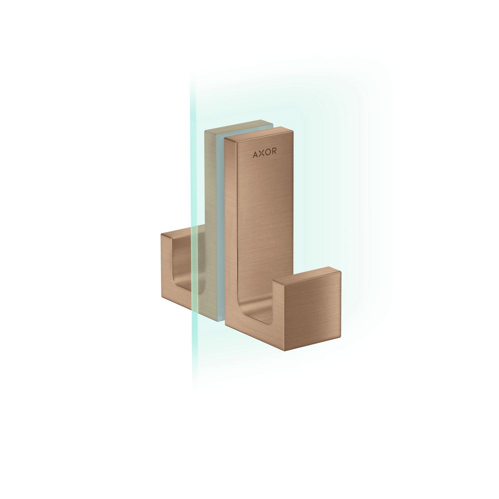 Hansgrohe AXOR Universal Poignée Rectangulaire pour Porte de Douche, Épaisseur de Verre 6-12 mm, Métal, Rouge Or Brossé
