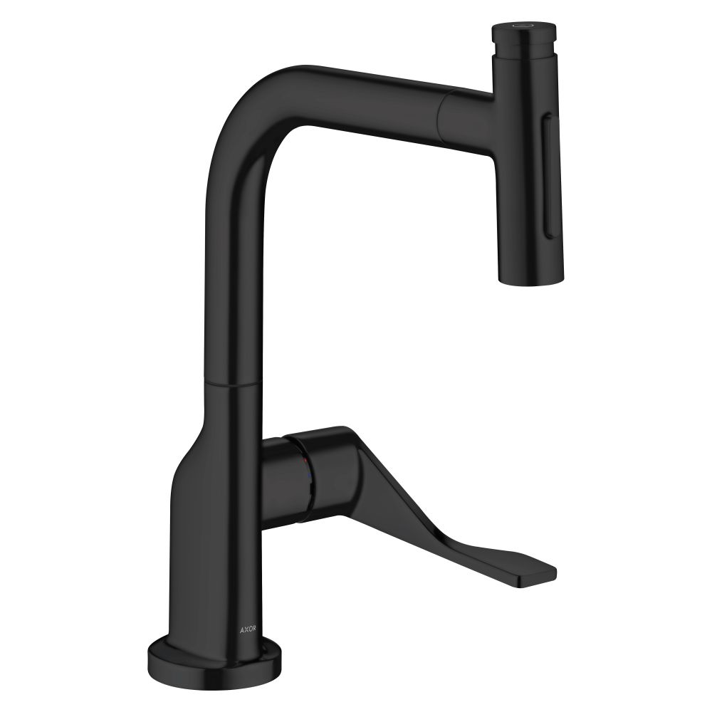 Hansgrohe AXOR Citterio mitigeur de cuisine à levier unique Select 230 mm, 7 l/min, 2 jets, pommeau extractible, sBox, finition noir mat