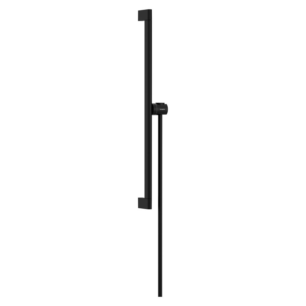 Barre de douche Unica S Puro Hansgrohe 65 cm, support de pommeau Easy Slide, flexible Isiflex 160 cm, noir mat