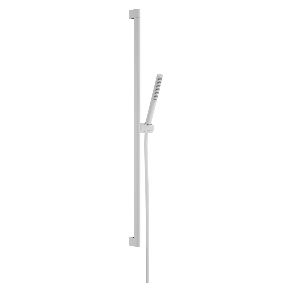 Set de douche Hansgrohe Pulsify S, pommeau 100 mm 1jet 8,5 l/min EcoSmart avec barre de douche 900 mm, blanc mat