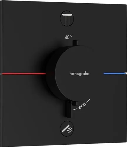 Hansgrohe ShowerSelect Comfort E Thermostat encastré, 26 l/min, pour 2 sorties, combinaison de sécurité intégrée, noir mat