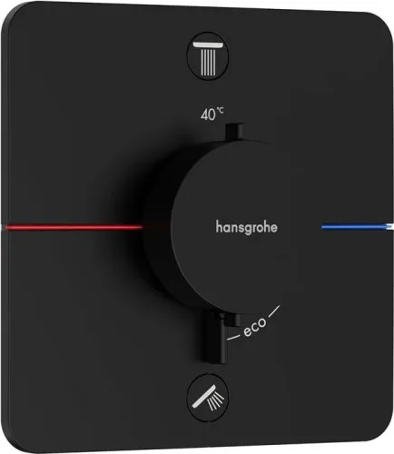 Hansgrohe ShowerSelect Comfort Q Thermostat encastré, 26 l/min, pour 2 sorties, combinaison de sécurité intégrée, Noir mat