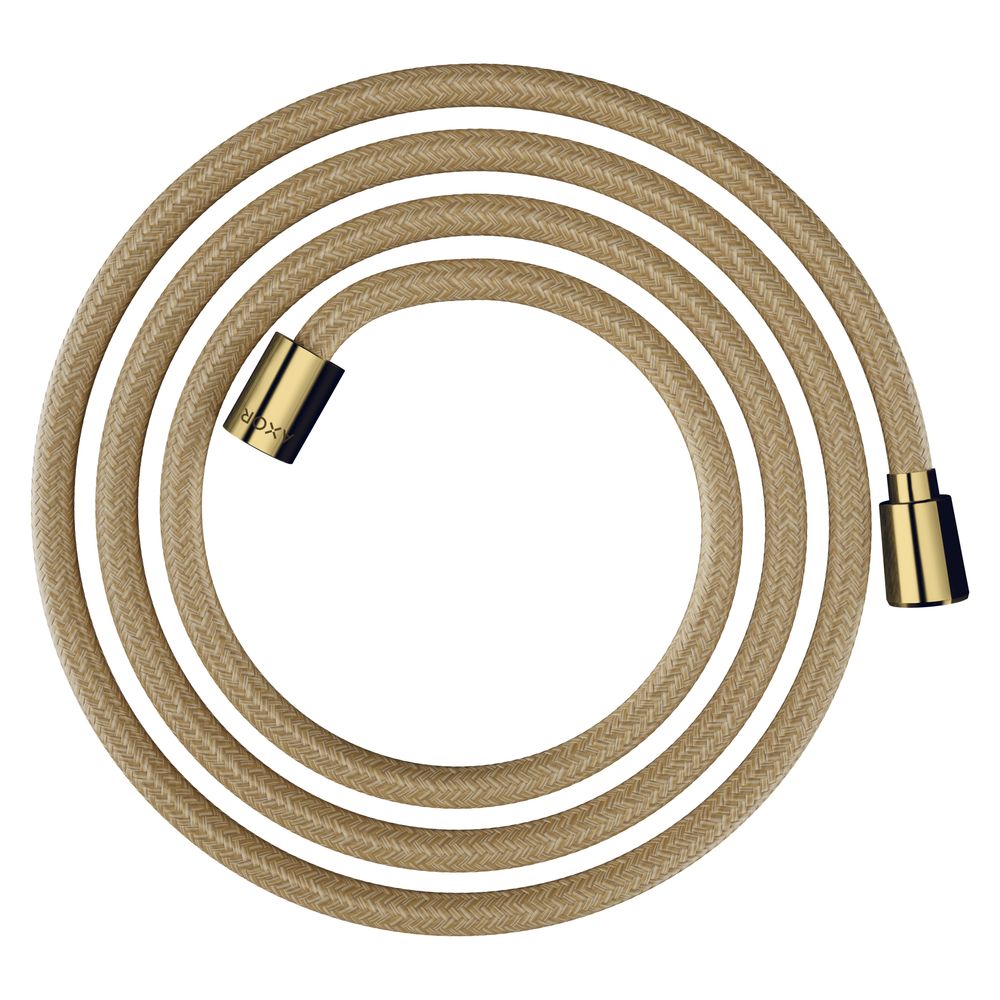 Tuyau de douche textile AXOR ShowerSolutions de Hansgrohe, 200 cm, raccord conique et cylindrique, G 1/2", finition Or poli