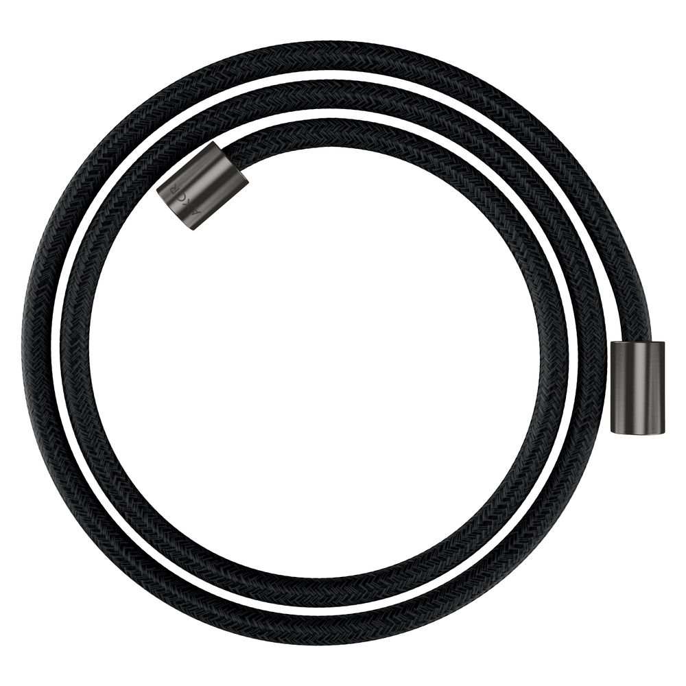 Tuyau de douche textile AXOR ShowerSolutions de Hansgrohe, 160 cm, écrous cylindriques, G 1/2", finition brossée noir chrome
