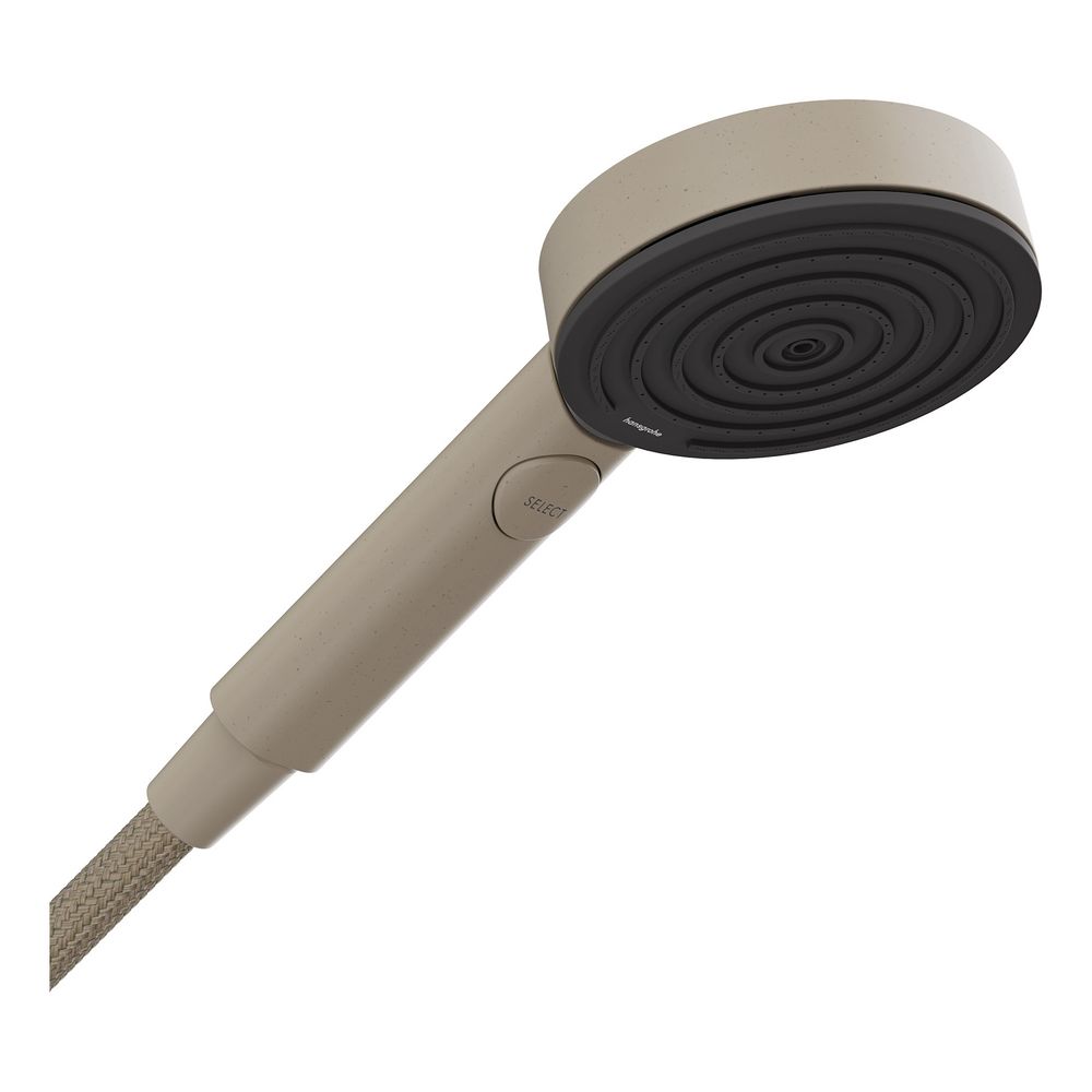 Pommeau de douche Hansgrohe Pulsify Planet Edition 105 mm 3 jets 5,7 l/min Relaxation EcoSmart plus Select, sable recyclé