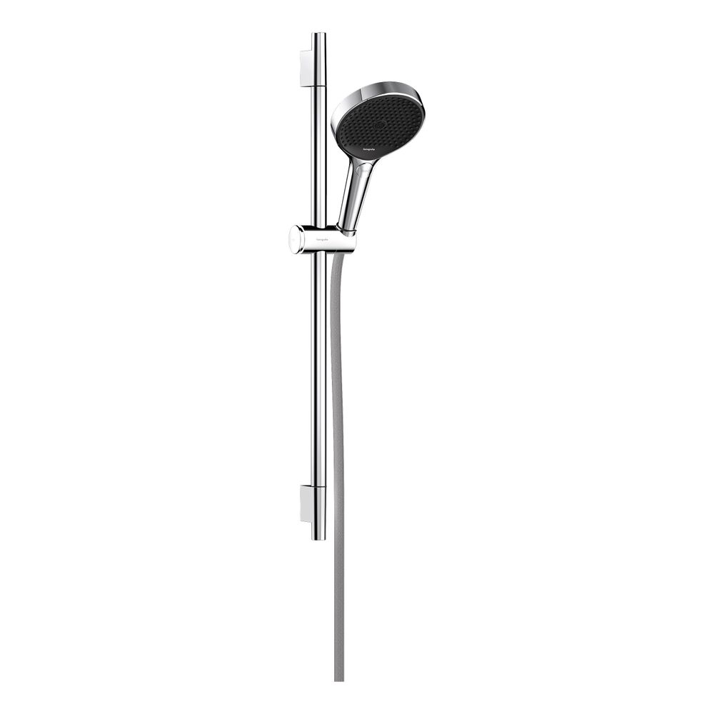 Hansgrohe Rainfinity Kit de douchette 130 mm 8,5 l/min 3 jets EcoSmart, barre de douche S Puro 65 cm, pommeau push, flexible 160 cm, chromé