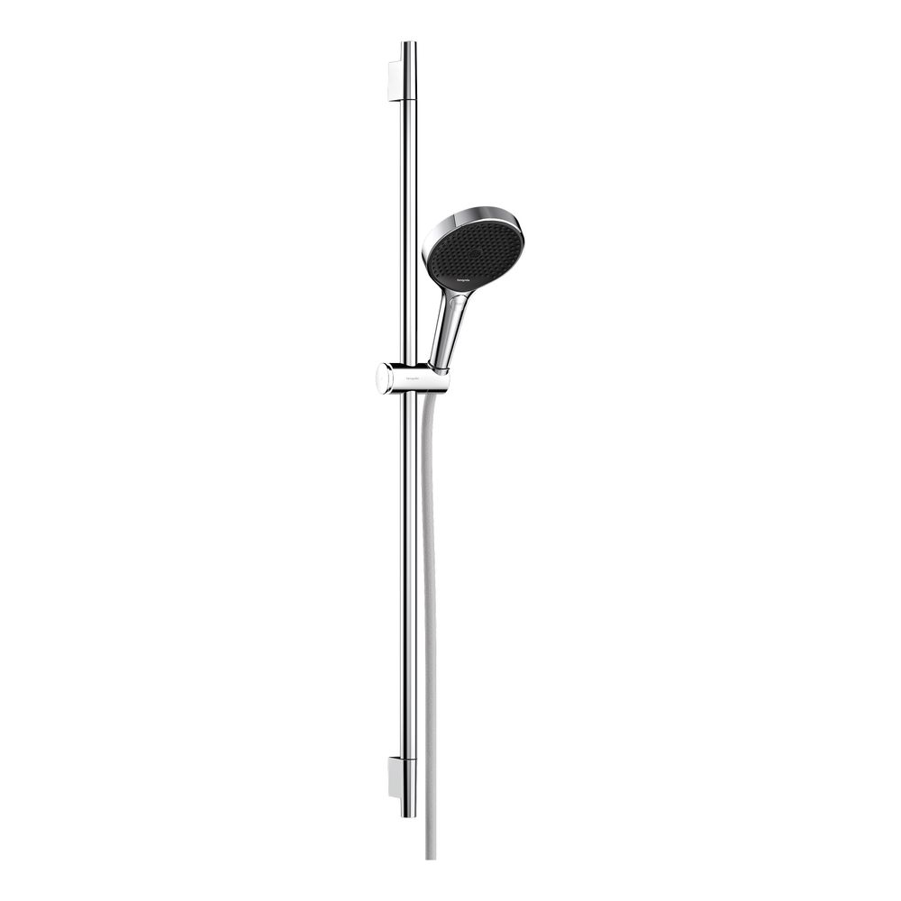 Set de douche Rainfinity Hansgrohe 130 mm, 14 l/min, 3 jets, barre de douche S Puro 90 cm, support de douchette Push, flexible 160 cm, Chromé