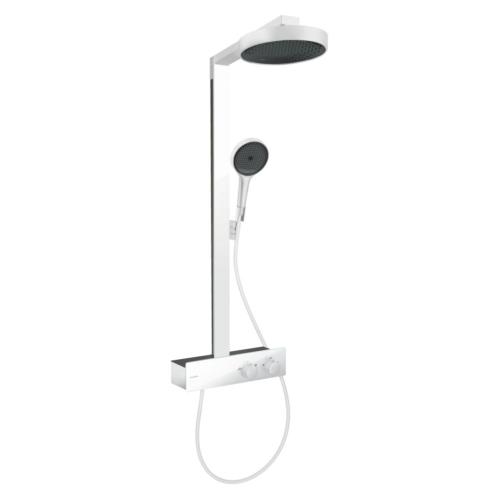 Système de douche Hansgrohe Rainfinity Showerpipe 250 mm, 1 jet, 8,2 l/min EcoSmart, ShowerTablet 350, blanc mat