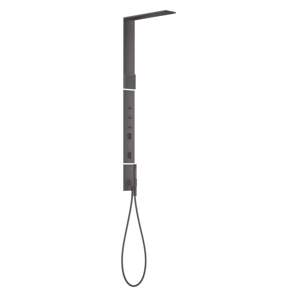 Hansgrohe AXOR ShowerComposition Panneau de douche, mitigeur thermostatique, pommeau de tête 110x220mm, 1 jet, pommeau d'épaule, Chrome brossé noir