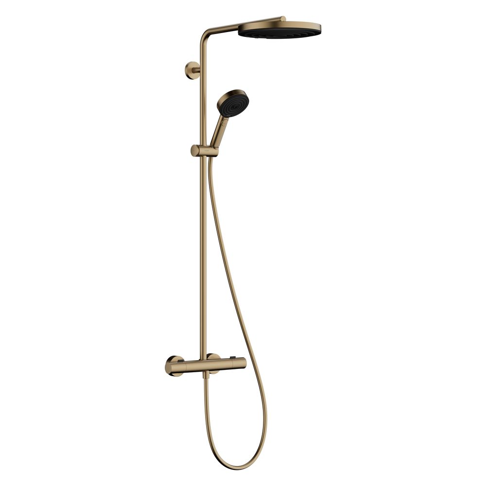 Système de douche Hansgrohe Pulsify S Puro, colonne de douche 260 mm, 1 jet, 11,2 l/min, Ecostat Fine, pommeau manuel 3 jets, bronze brossé