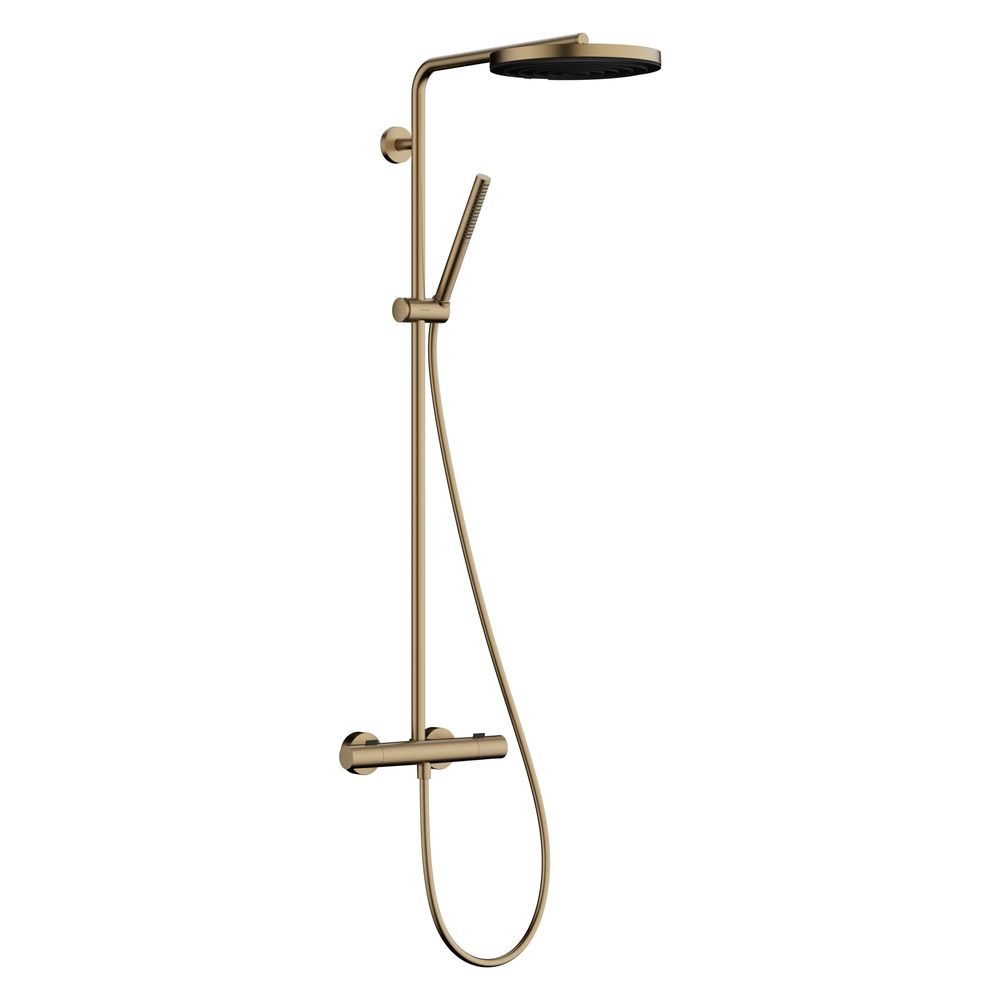 Hansgrohe Pulsify S Puro Showerpipe Système de douche 260 mm, 1 jet, 8 l/min, EcoSmart, Ecostat Fine, bronze brossé