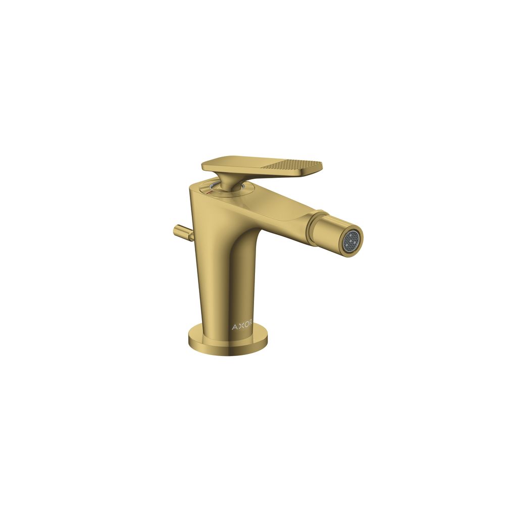 Mitigeur monocommande pour bidet Hansgrohe AXOR Citterio C, montage sur colonne, évacuation par tige de traction, finition Polished Gold Optic