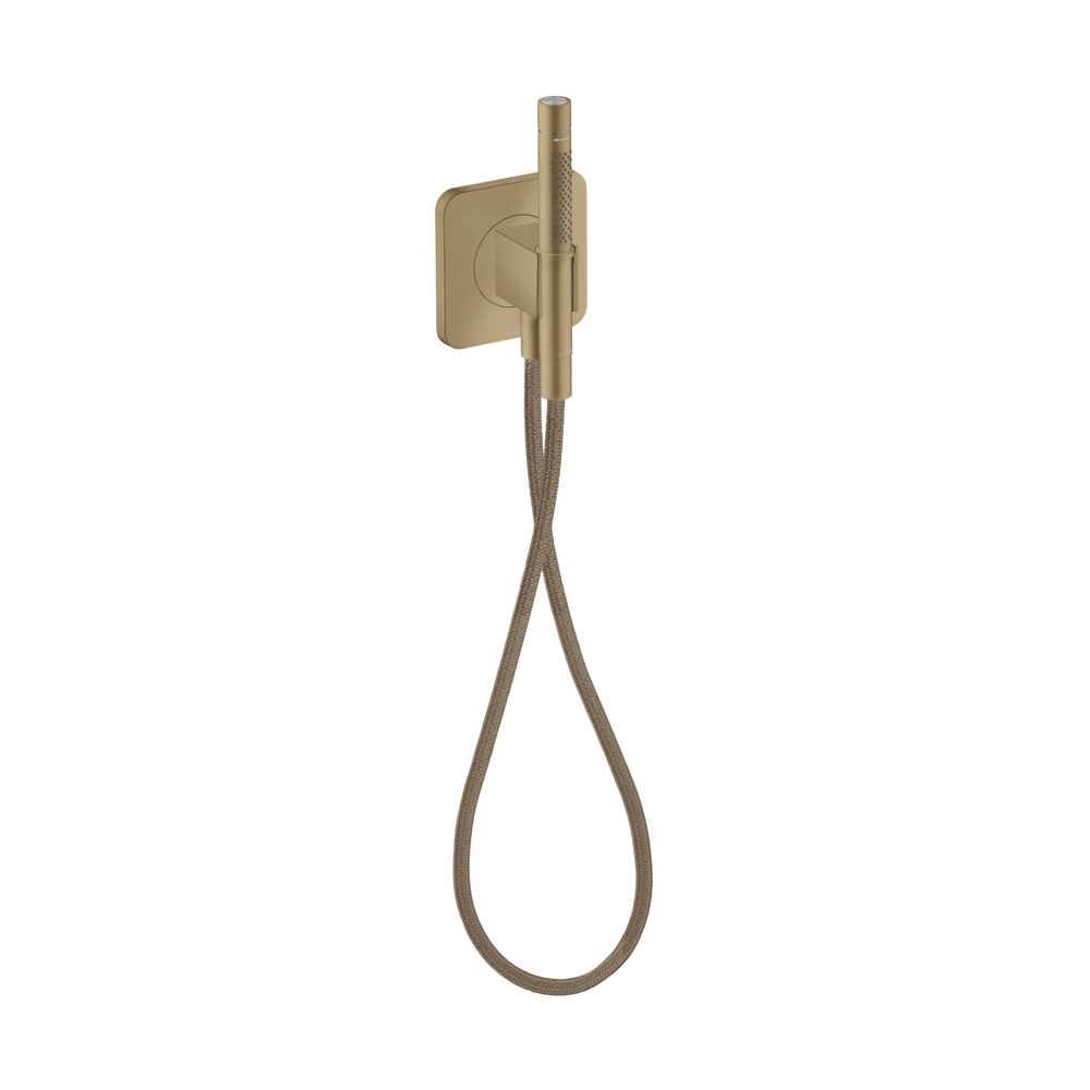 Hansgrohe AXOR Citterio C Unité de porte 120x120mm, softsquare, pommeau manuel 2 jets, porte-serviettes textile 125cm, 8,7l/min, Brushed Bronze