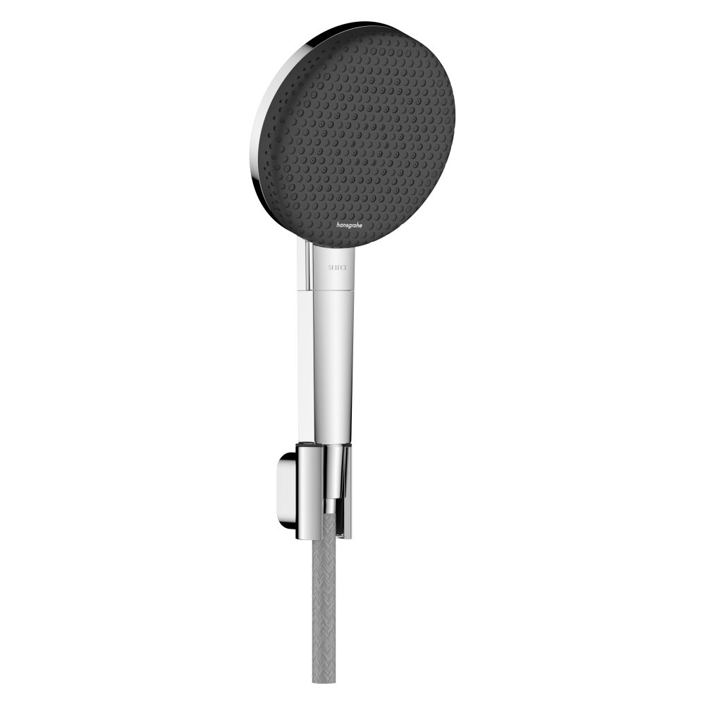 Hansgrohe Raindance Alive Select S Kit support de douche 125mm, 7,1l/min, 3 jets EcoSmart, Flexible textile Designflex 160cm, Chrome