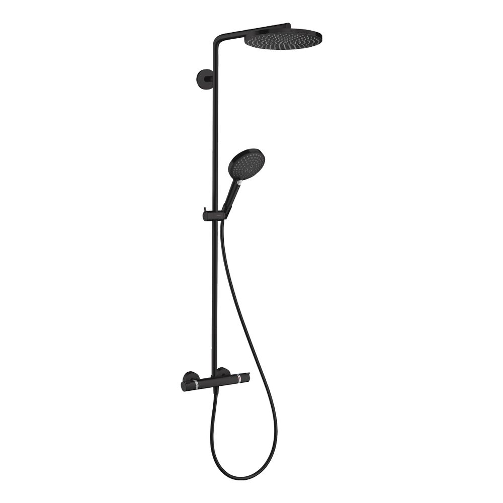 Hansgrohe Raindance S Colonne de douche 240mm, pommeau PowderRain EcoSmart, mitigeur thermostatique, noir mat