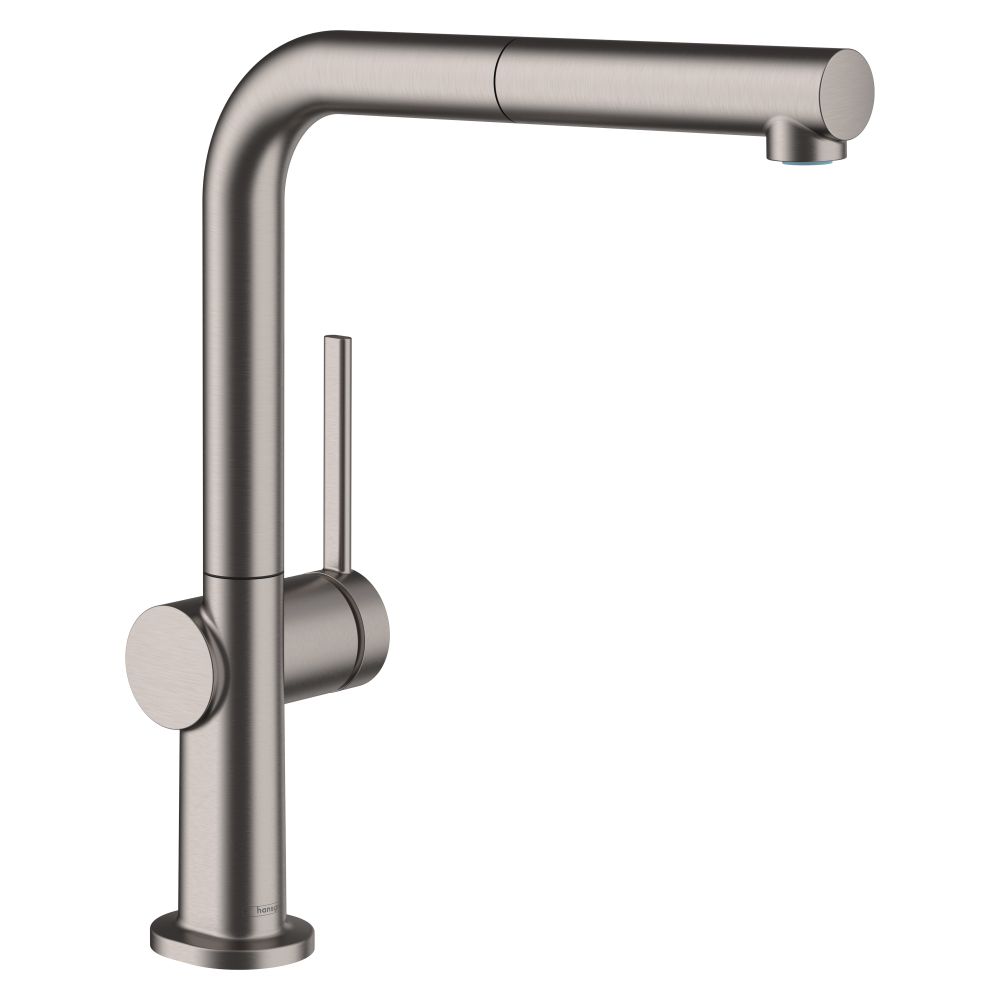 Hansgrohe Talis M54 mm – Mitigeur de cuisine monocommande 270 mm – 4,9 l/min – EcoSmart – Bec orientable – 1 jet – Chrome brossé noir