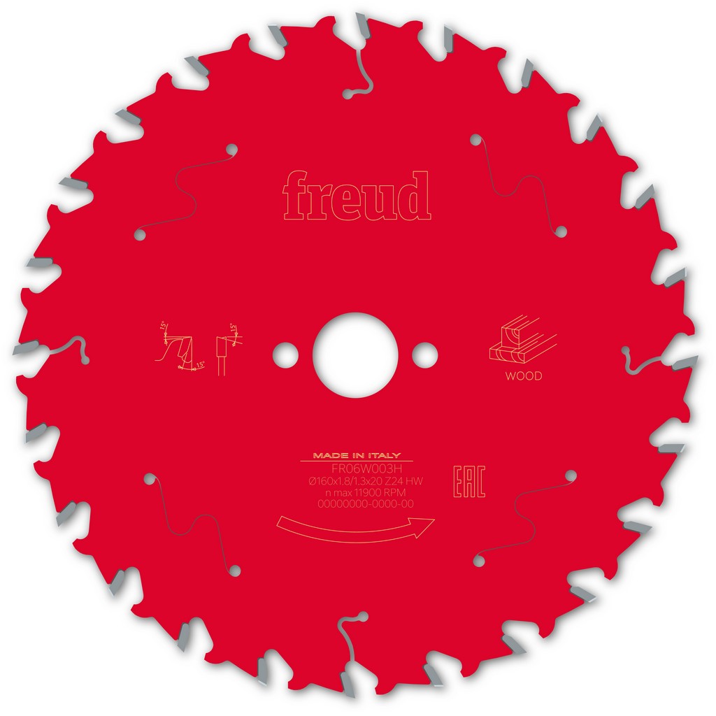 Lame de scie circulaire Freud pour bois 160 x 1,8/1,3 x 20 mm 24 dents FR06W003H