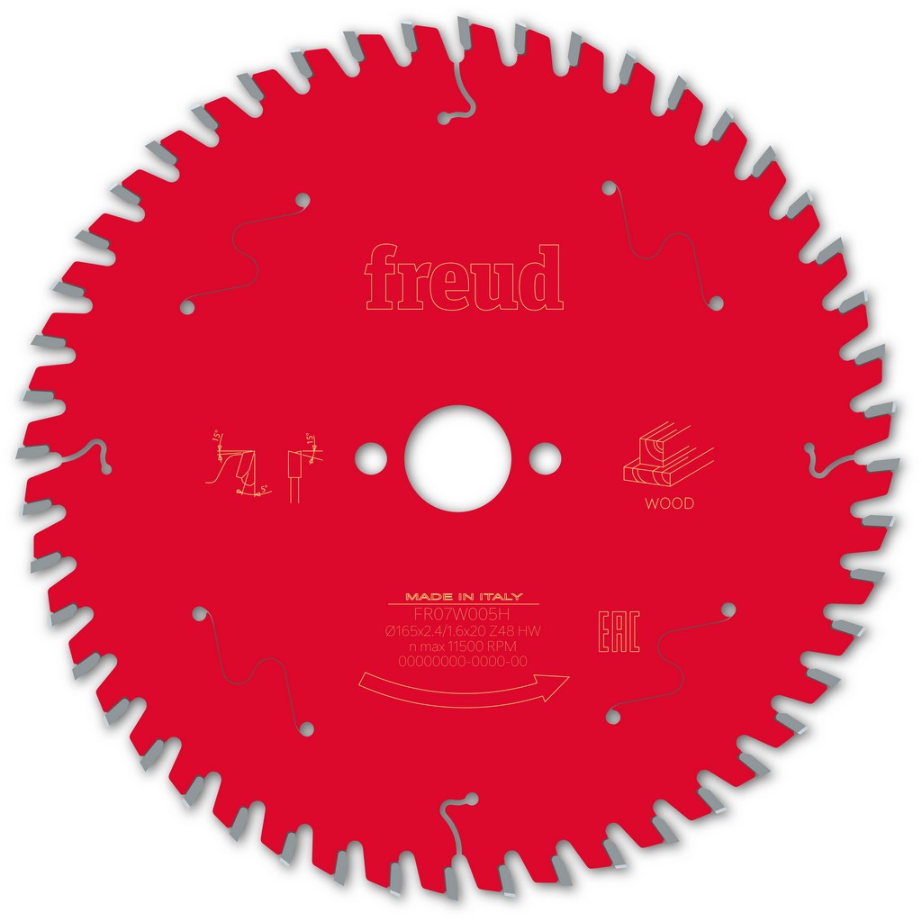 Lame de scie circulaire Freud pour bois 165x2,4/1,6x20mm 48 dents FR07W005H