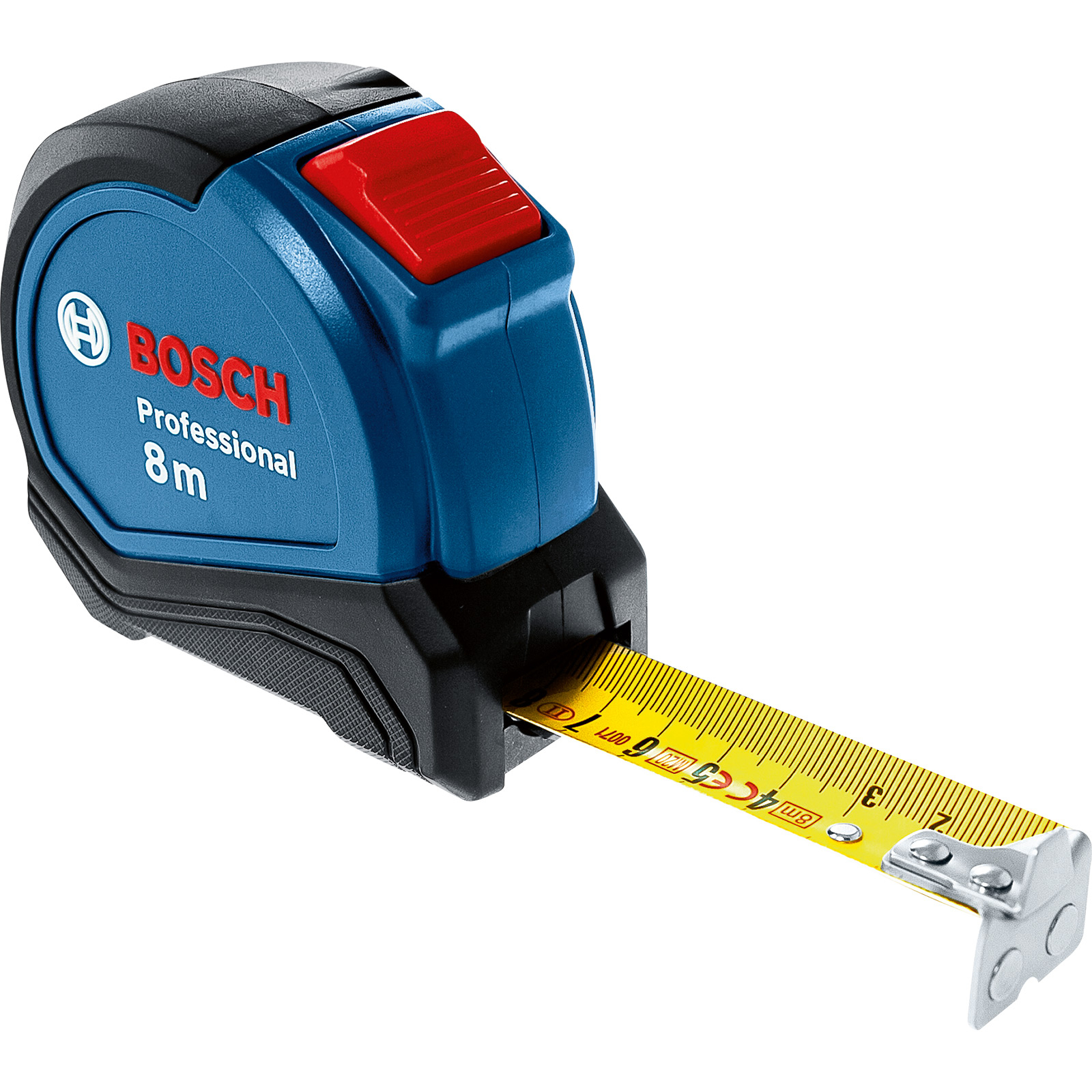 Mètre ruban Bosch Professional 8 m Autolock avec pince-ceinture, crochet magnétique et bande acier-nylon