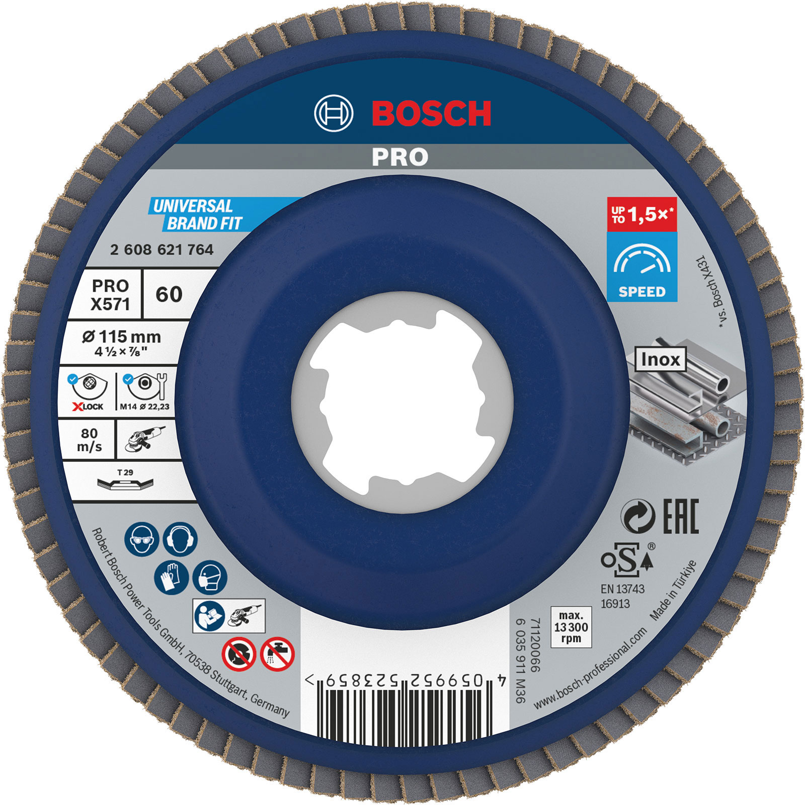 Bosch PRO X571 disque de ponçage à lamelles X-LOCK 115 mm G60 - 2608621764