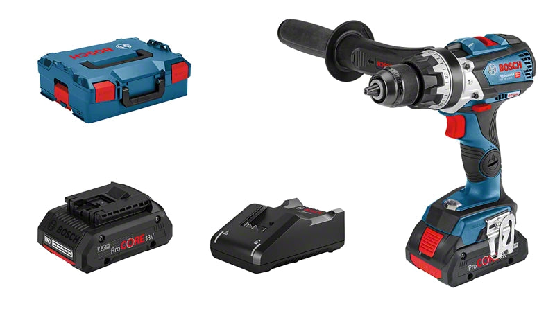 Bosch Perceuse-visseuse à percussion sans fil GSB 18V-110 C avec 2x batterie 4,0 Ah + chargeur dans L-Boxx