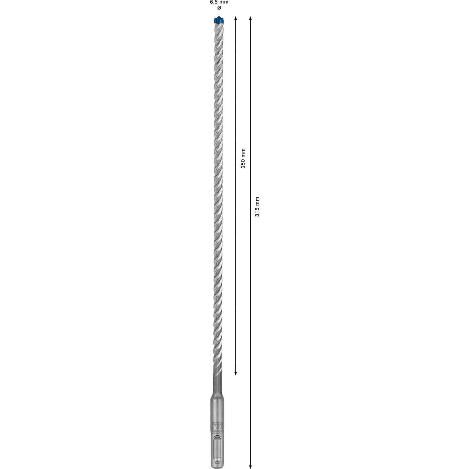 Bosch mèche à percussion Expert SDS-7X Ø 6,5 mm L. de travail 250 mm L. totale 315 mm SDS-Plus 1 pièce - 2608668707