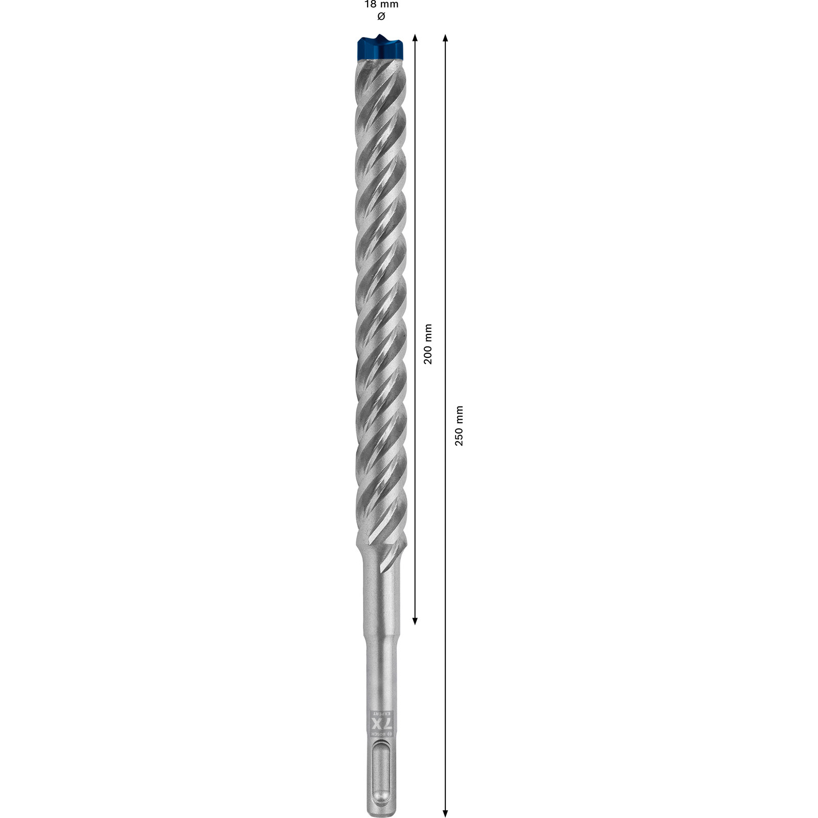 Bosch Expert Foret pour pierre / Foret pour béton SDS plus-7X, 18 x 200 x 250 mm