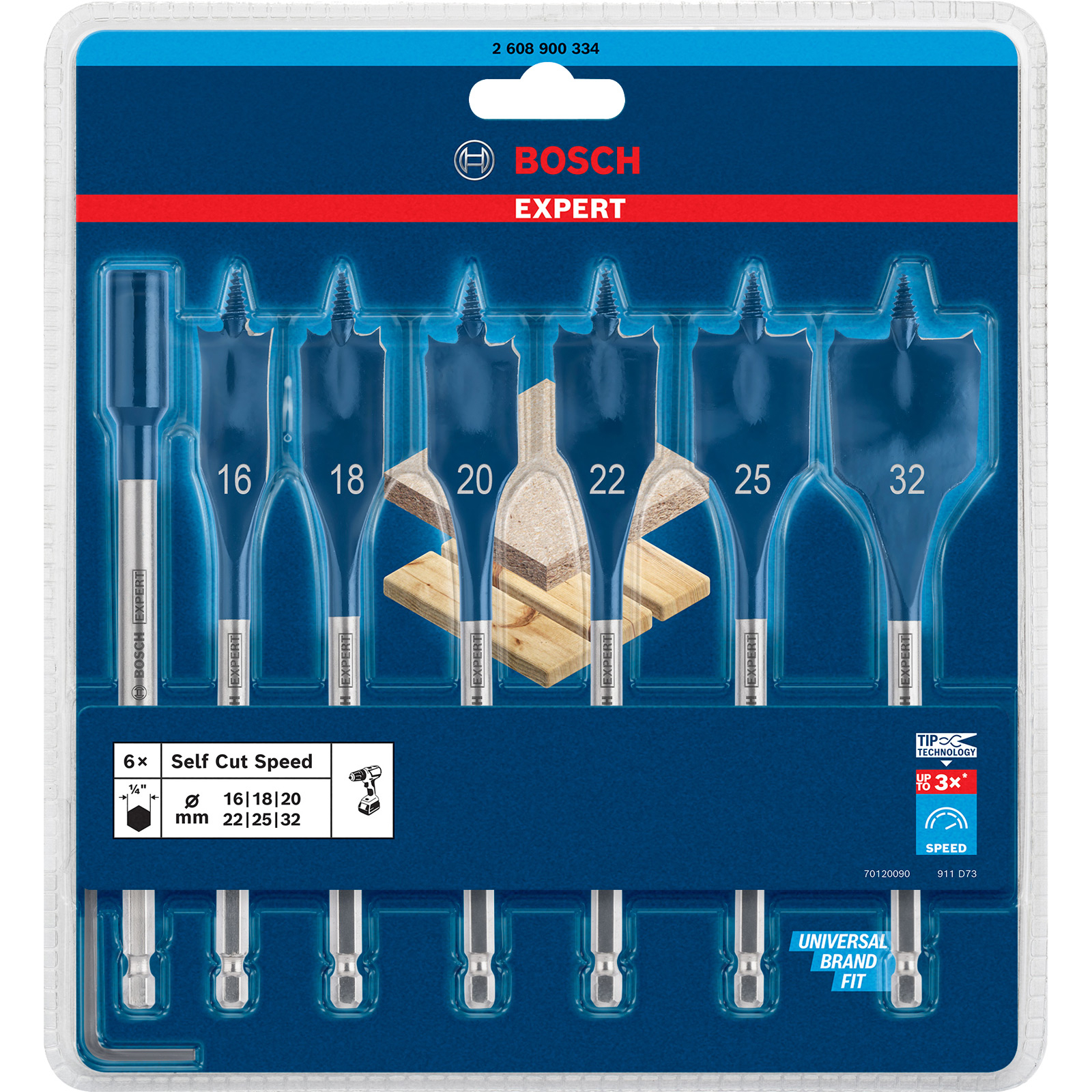 Set de fraises plates Bosch EXPERT Self Cut Speed, diamètres 16/18/20/22/25/32 mm, 7 pièces — lot de 7 pièces