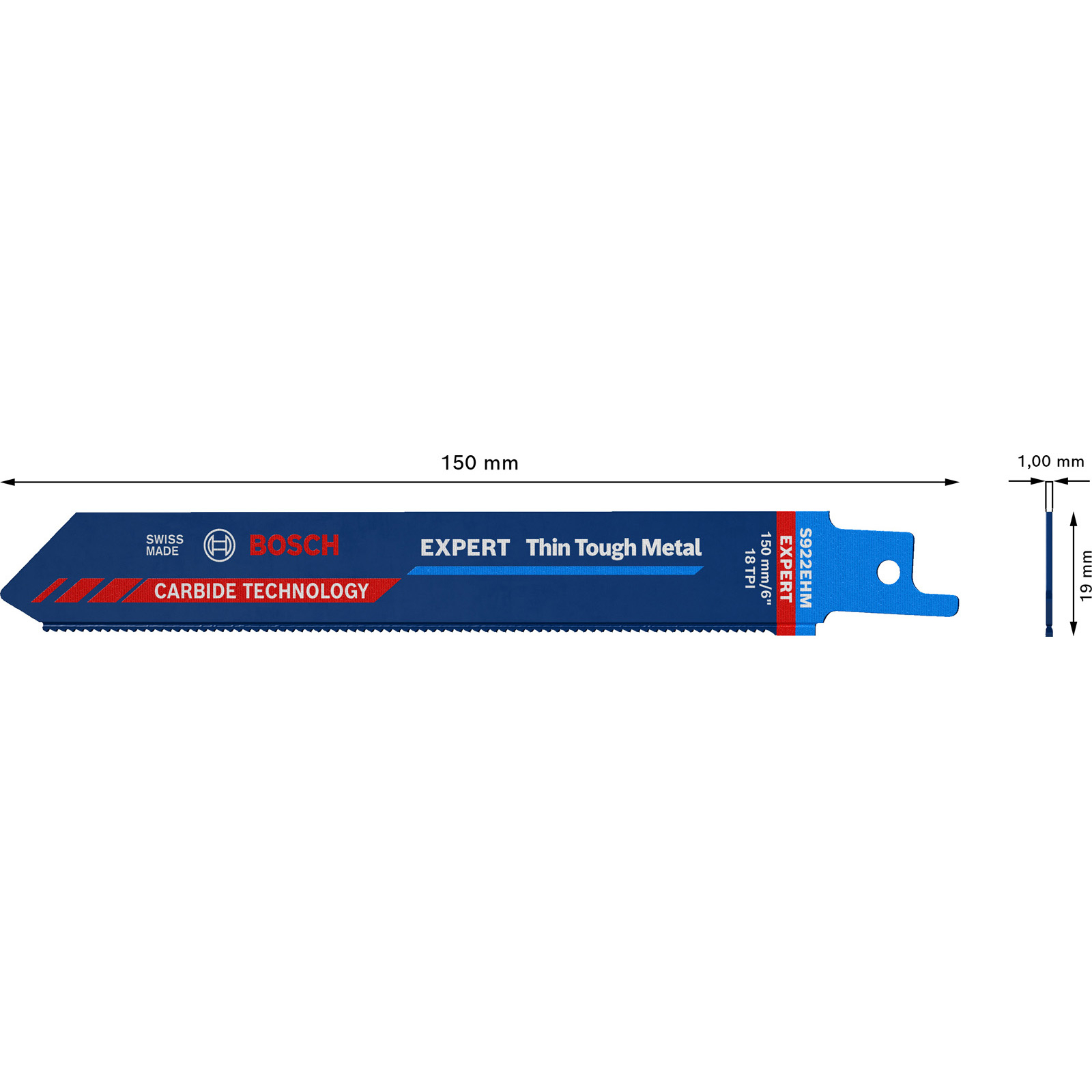 Lame de scie sabre Bosch Expert S922EHM Thin Tough Metal 1 pièce 150 mm