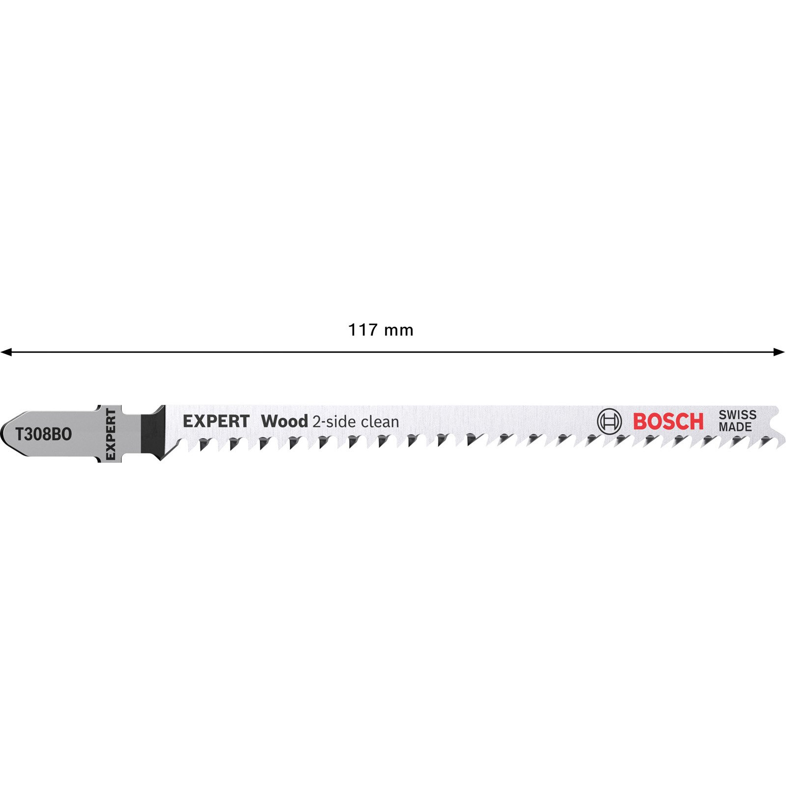 Bosch EXPERT ‘Wood 2-side clean’ T 308 BO Lame de scie sauteuse, 25 pièces — lot de 25 pièces