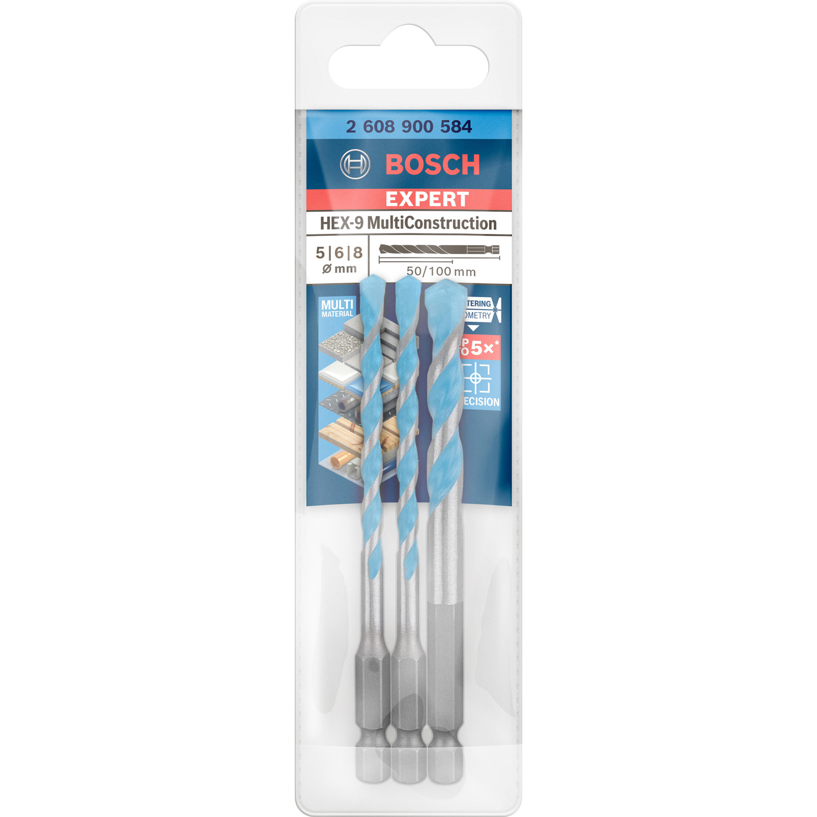 Bosch Expert MultiConstruction Jeu de forets HEX-9 5/6/8 mm 3 pièces - 2608900584 — lot de 3 pièces