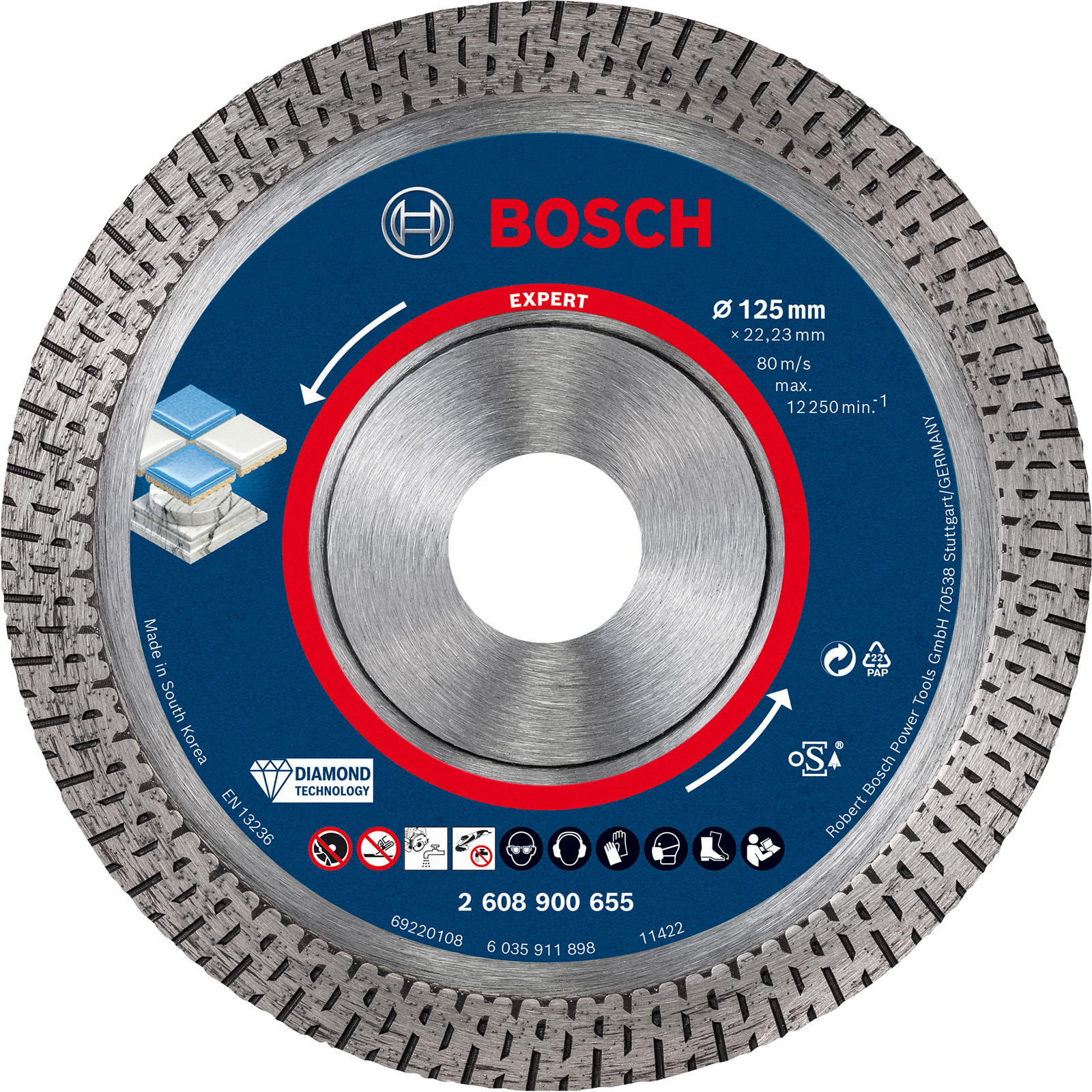 Disque diamanté Bosch EXPERT HardCeramic - 125 x 22,23 x 1,4 x 10 mm