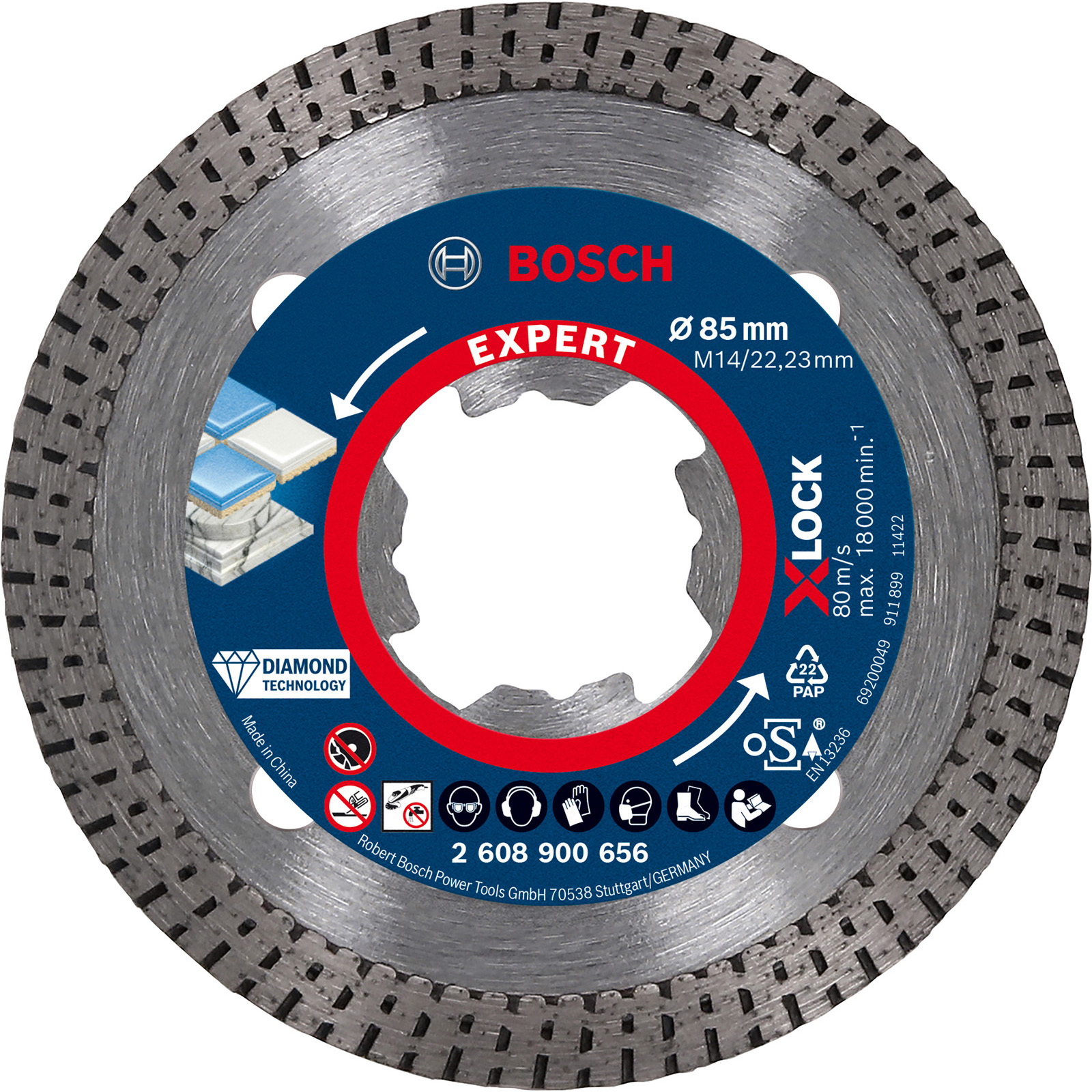 Bosch EXPERT HardCeramic X-LOCK Disques diamantés pour carrelage, 85 x 22,23 x 1,6 x 7 mm