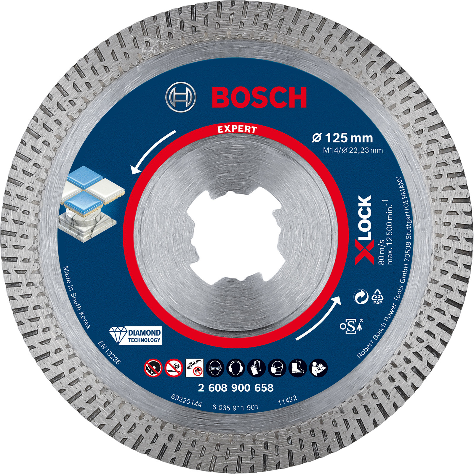 Bosch EXPERT HardCeramic X-LOCK, disques de tronçonnage diamantés, 125 x 22,23 x 1,4 x 10 mm