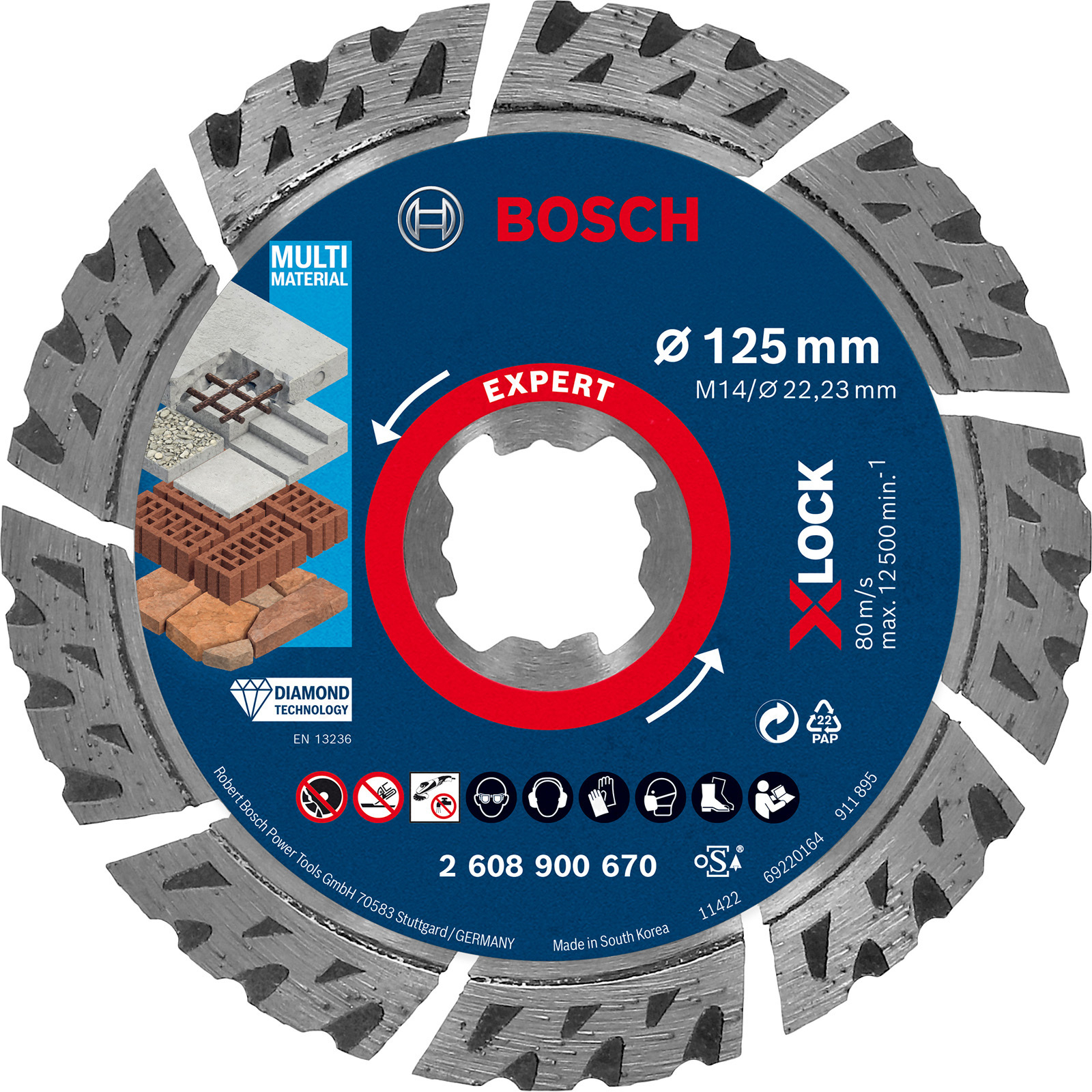 Disque de tronçonnage Bosch Expert Multi Material X-LOCK, 125 x 22,23 x 2,4 x 12 mm