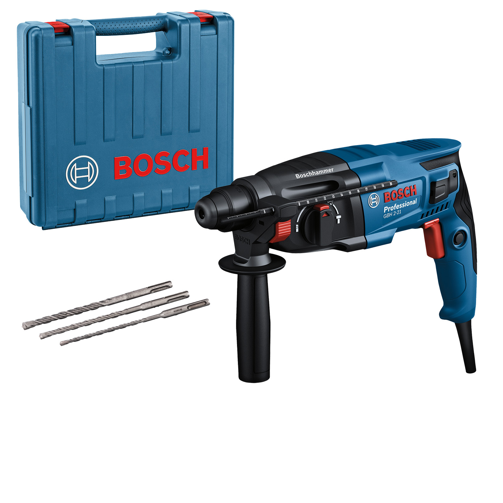 Perforateur Bosch GBH 2-21 avec 3 mèches en coffret