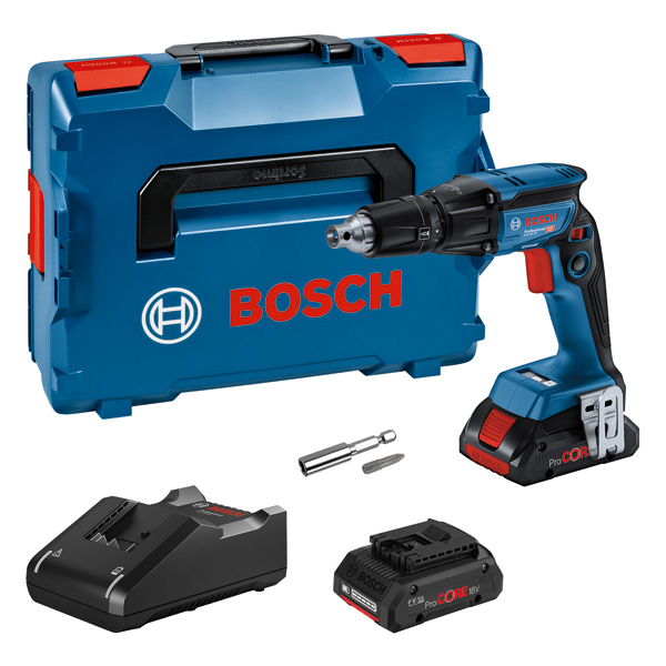 Bosch Perceuse-visseuse à sec sans fil GTB 18V-45, 2 batteries ProCORE18V 4,0 Ah, chargeur et L-BOXX