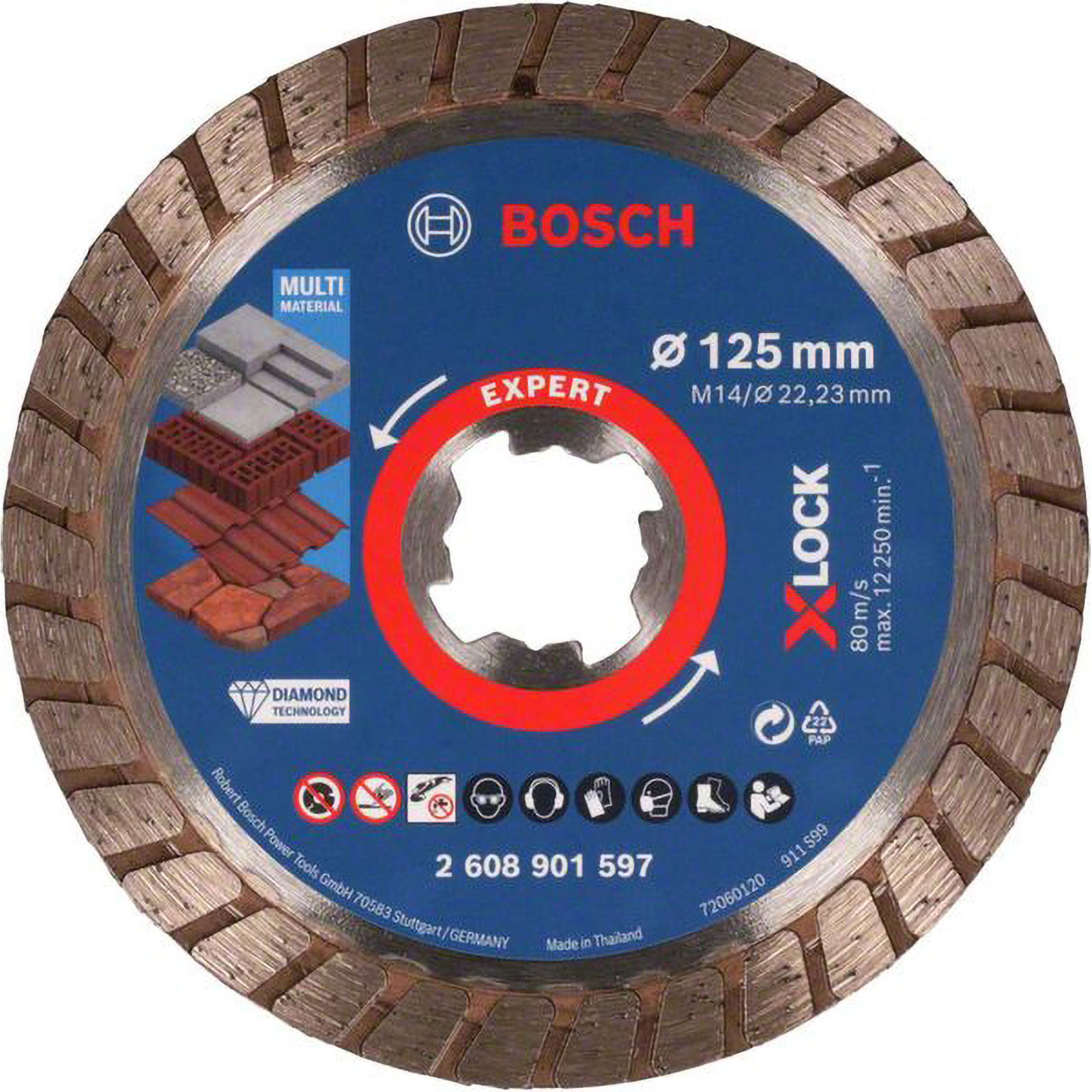 Bosch EXPERT MultiMaterial X-LOCK Diamanttrennscheiben, 125 x 22,23 x 2,4 x 12 mm