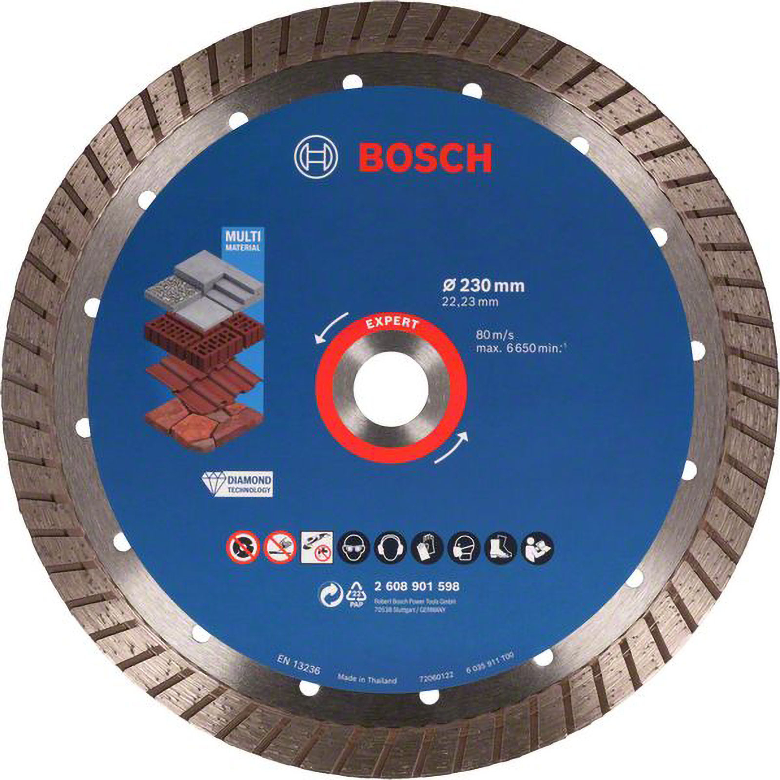 Bosch EXPERT MultiMaterial Disques de tronçonnage diamant, 230 x 22,23 x 2,4 x 15 mm