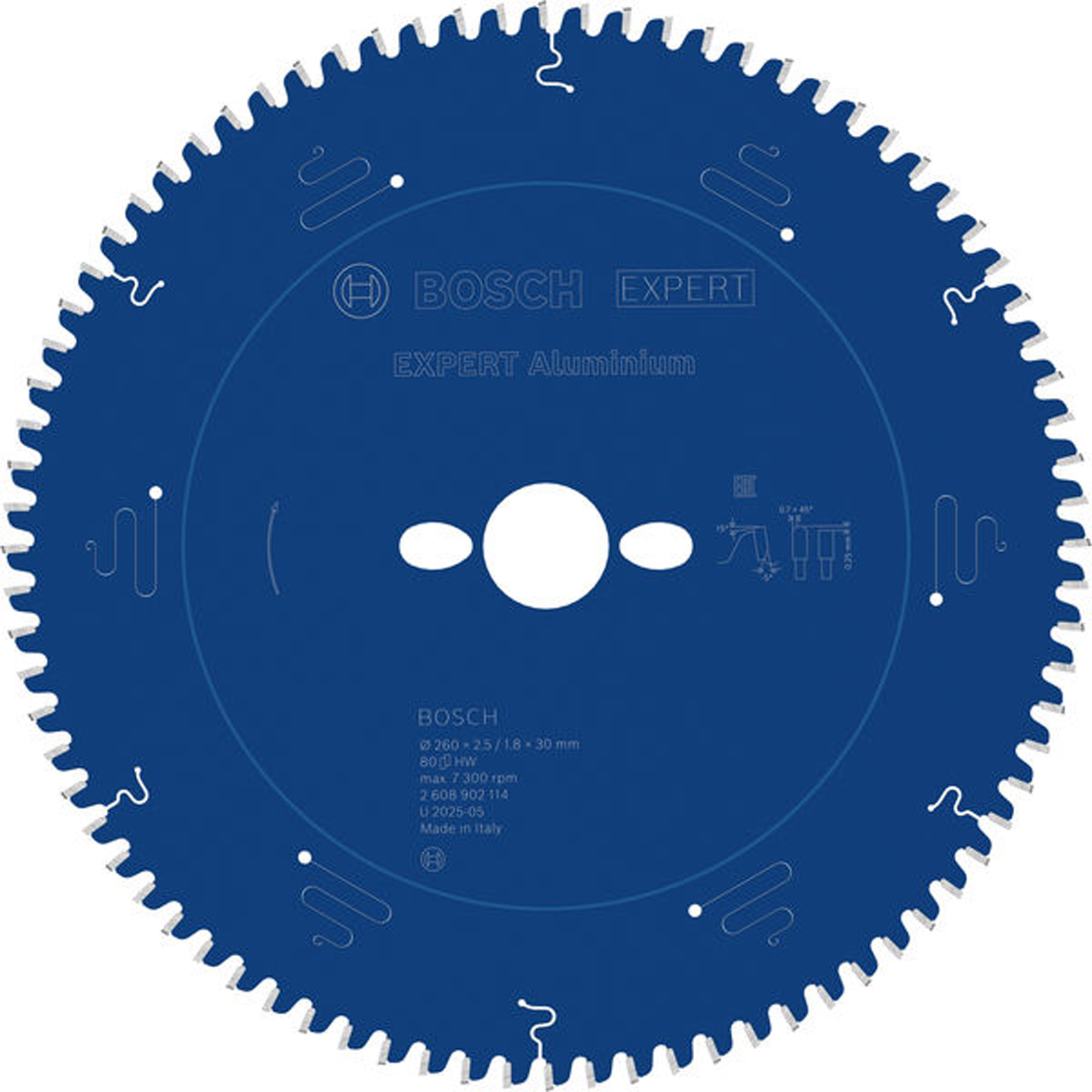 Lame de scie circulaire EXPERT Aluminium Bosch, 260x30 mm, 80 dents