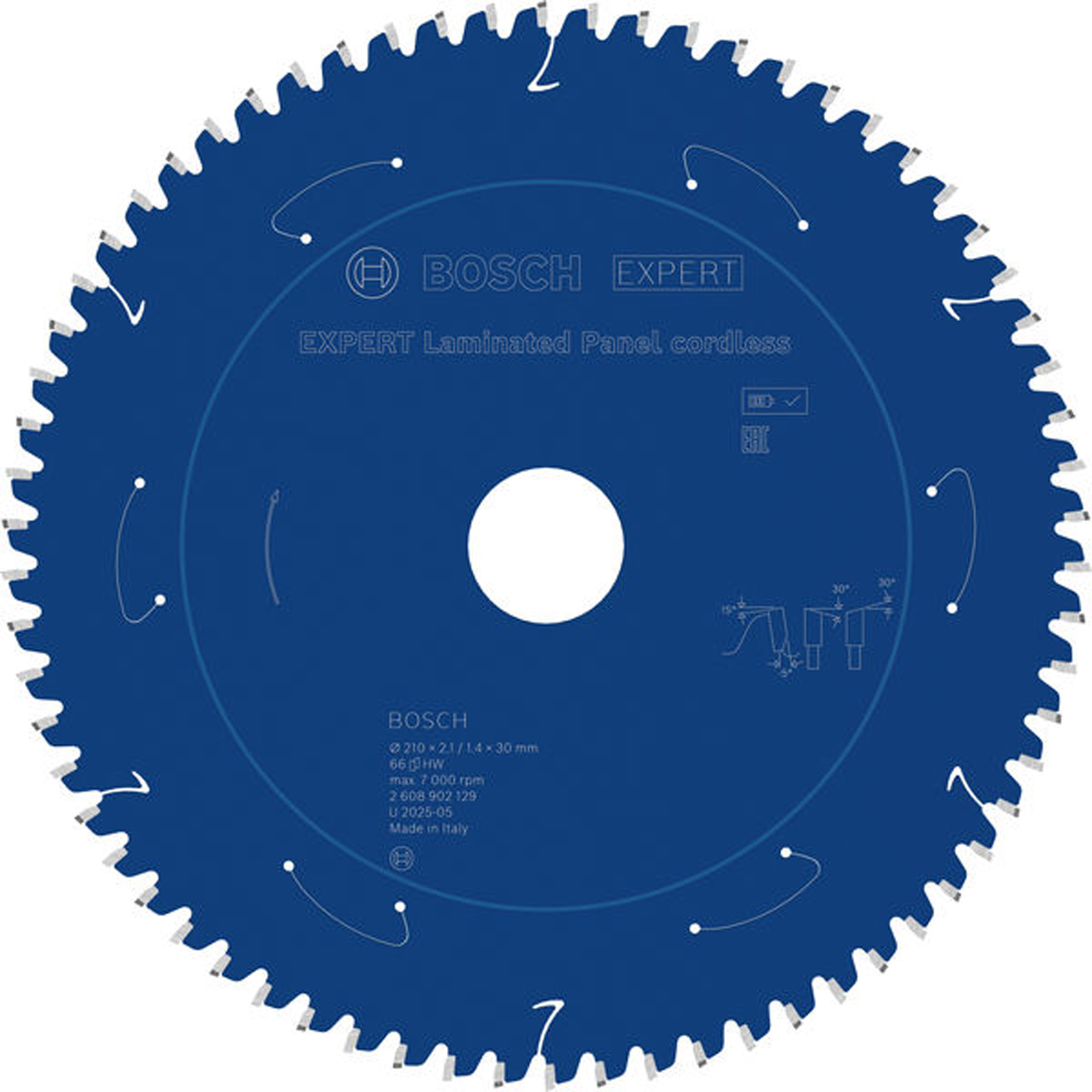 Bosch EXPERT Lame pour panneau lamifié de scie circulaire, 210x2,1x30 mm, Z66
