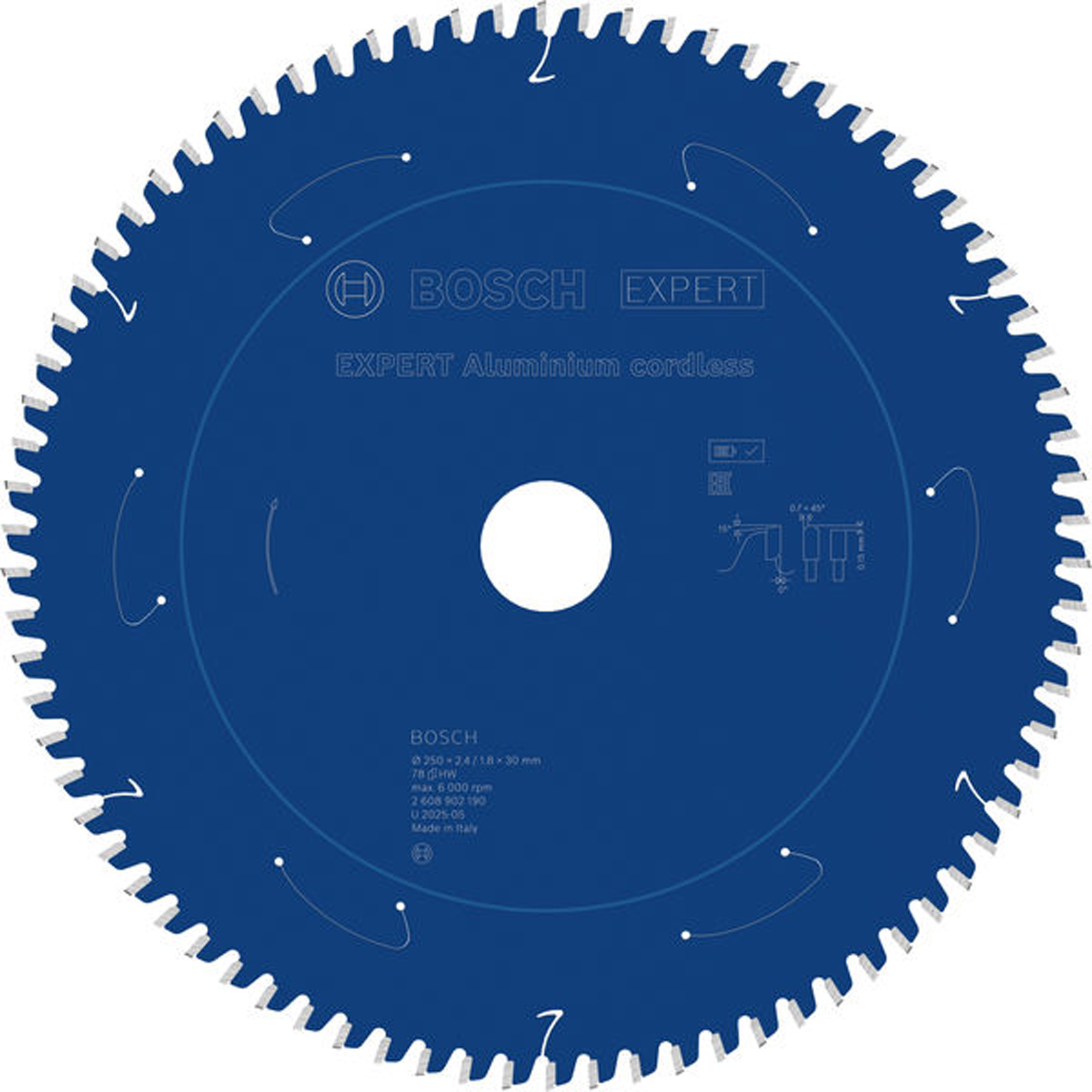 Bosch EXPERT Lame de scie circulaire en aluminium, 250x30 mm, Z78