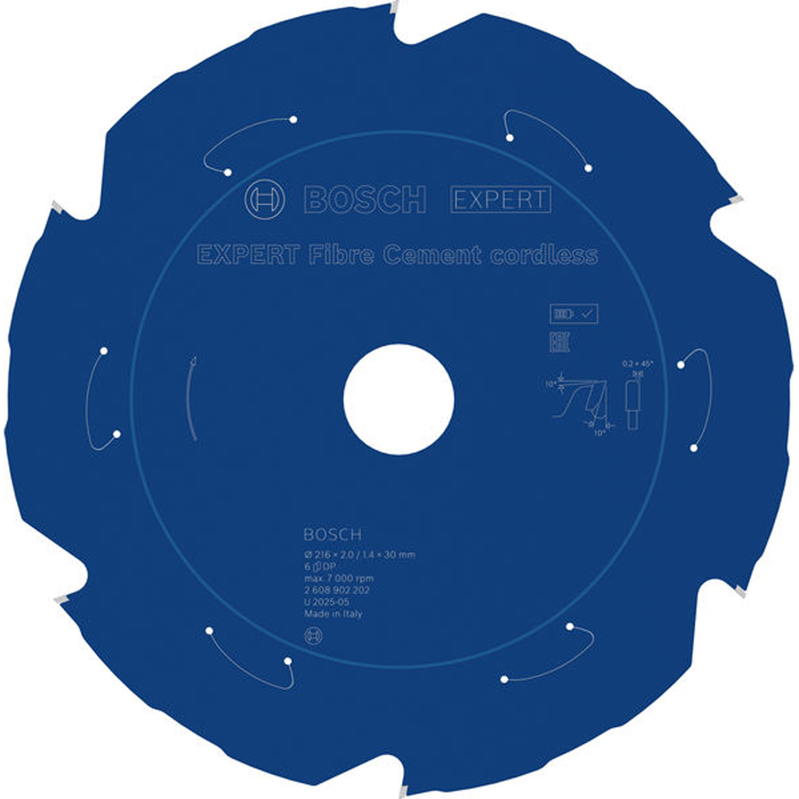 Lame de scie circulaire Bosch EXPERT pour fibrociment, 216x2x30 mm, Z6