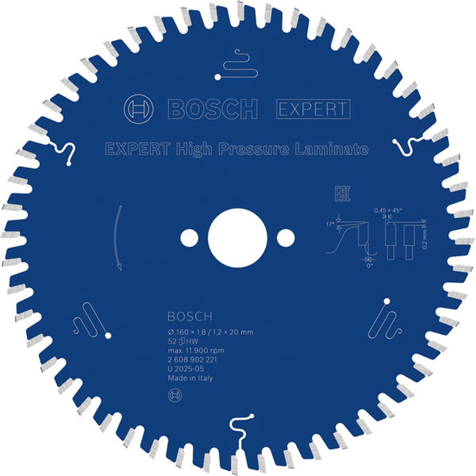 Lame de scie circulaire Bosch EXPERT pour stratifié haute pression, 160x20 mm, Z52
